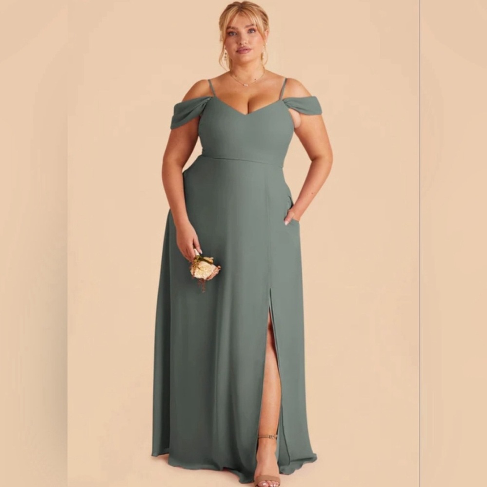 Birdy Grey XXL Devin Convertible Maxi Dress in Chiffon Sea Glass Green Side Slit